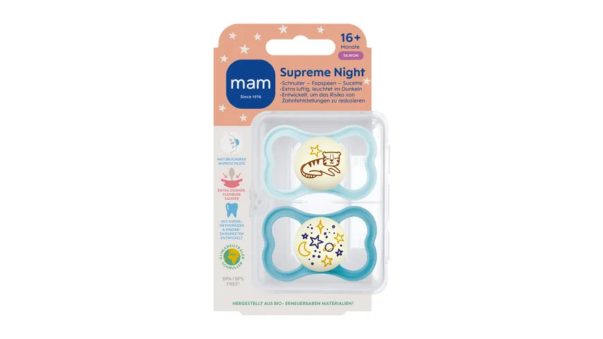MAM Supreme Night Silikon 16+ Monate Tiger/Universum