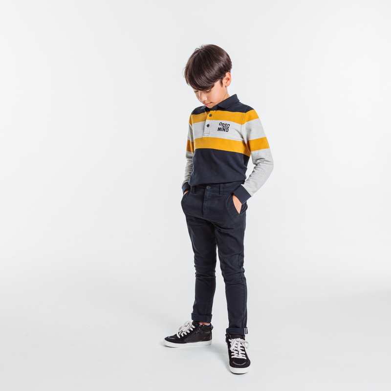 Pantalon chino en twill de coton uni gris garçon