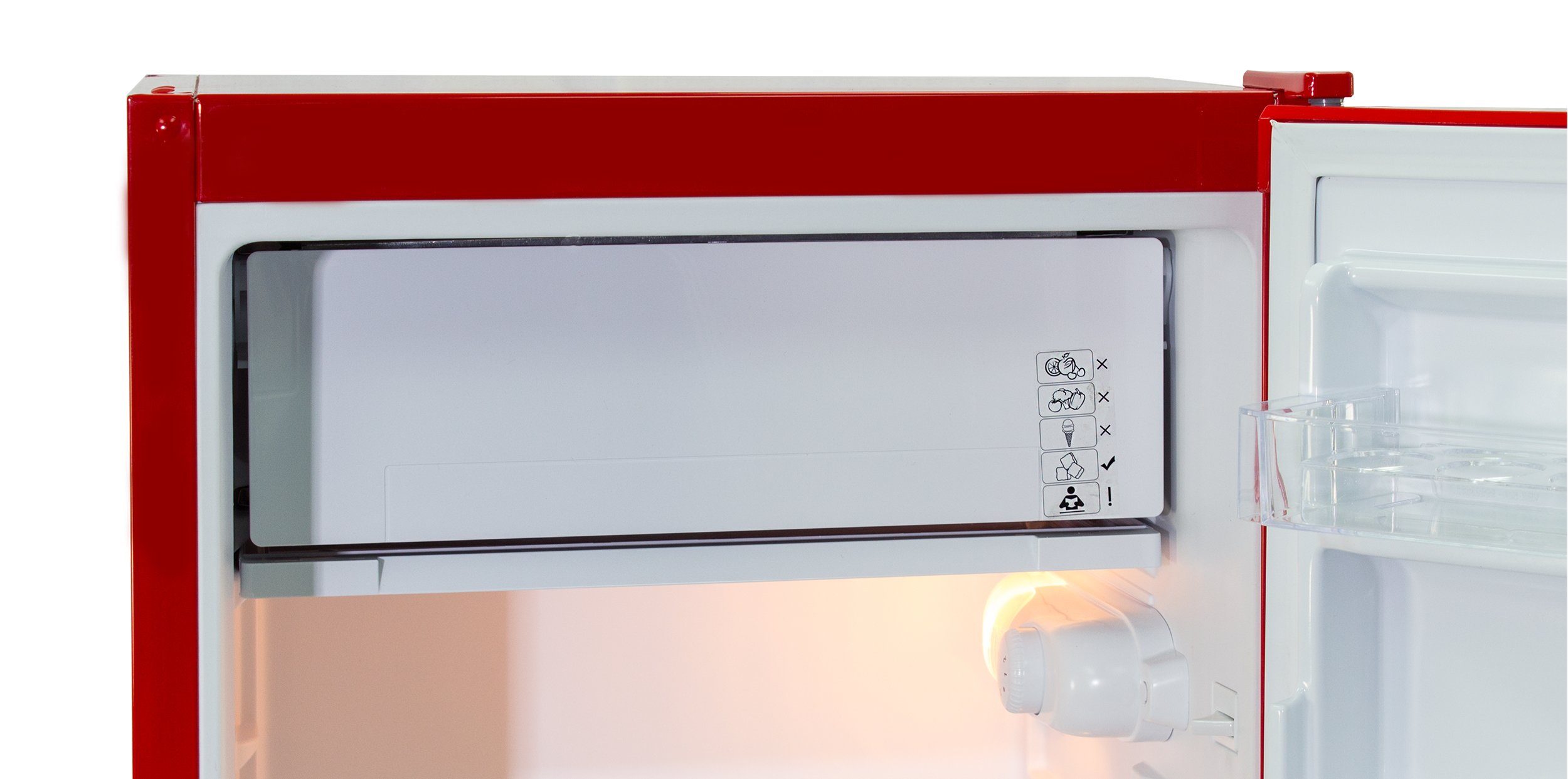 Telefunken Kühlschrank CF-33-101-R, 82.1 cm hoch, 48 cm breit, Tischkühlschrank mit Eiswürfelfach, 89 L Gesamt-Nutzinhalt
