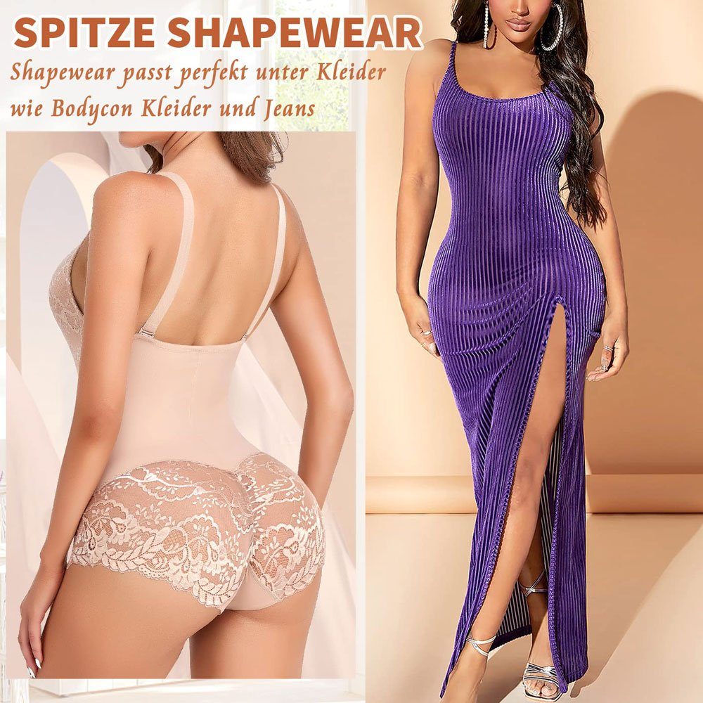 Sarfly Taillenshaper Shapewear Damen Bauchweg Body Shaper Miederslip Shaping Bodysuits Leicht Figurformende Unterwäsche U-Ausschnitt