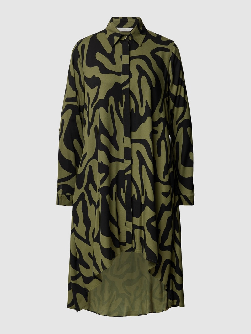 Blusenkleid aus Viskose mit Allover-Muster in khaki