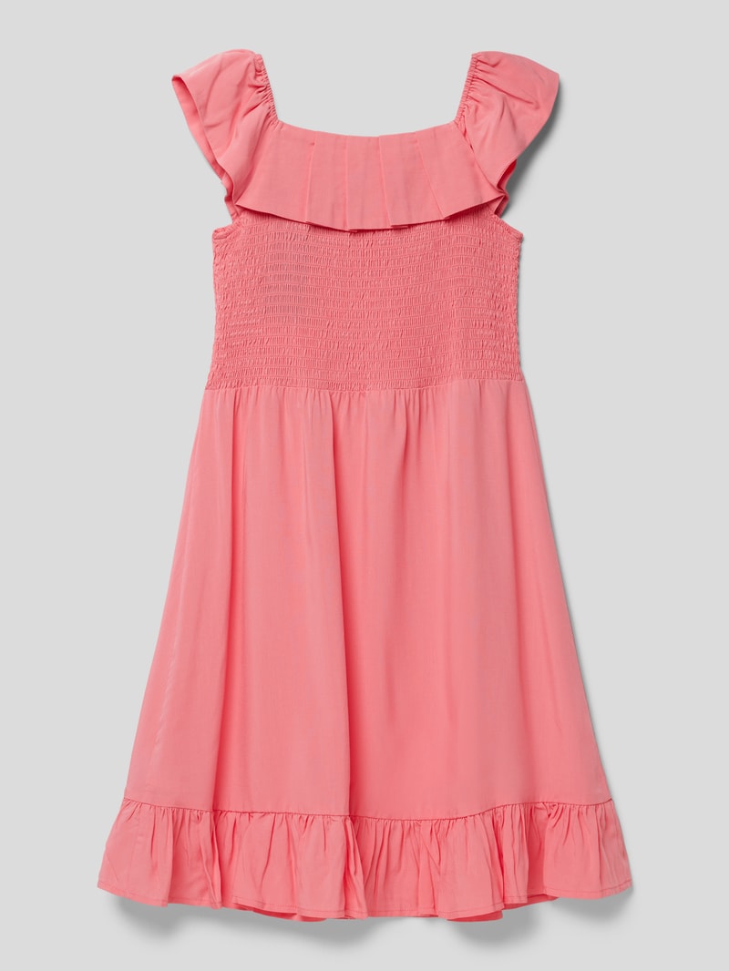 Kleid mit Smok-Details in pink