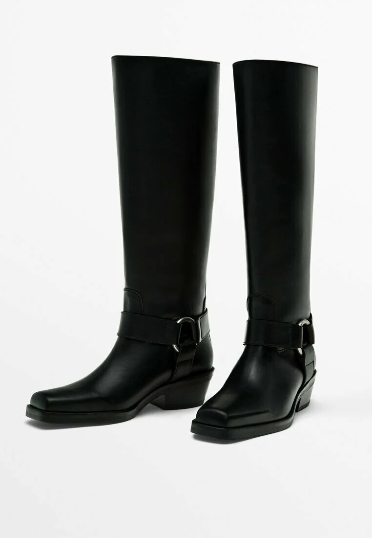Massimo Dutti CON CORDÓN LATERAL - Botas altas