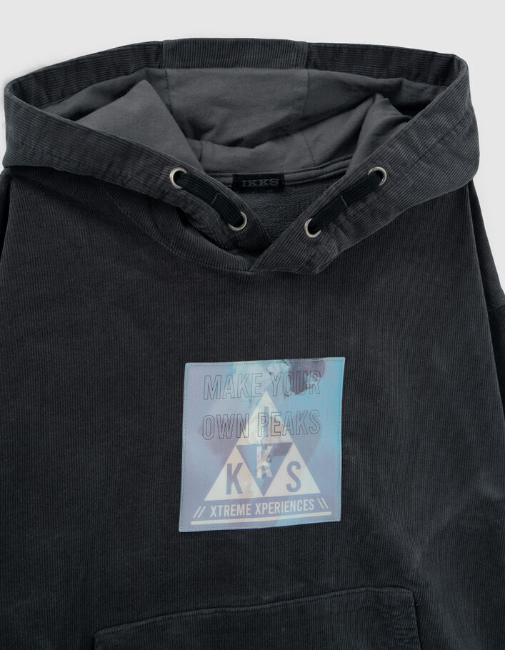 Sweat gris velours milleraies visuel lenticulaire garçon
