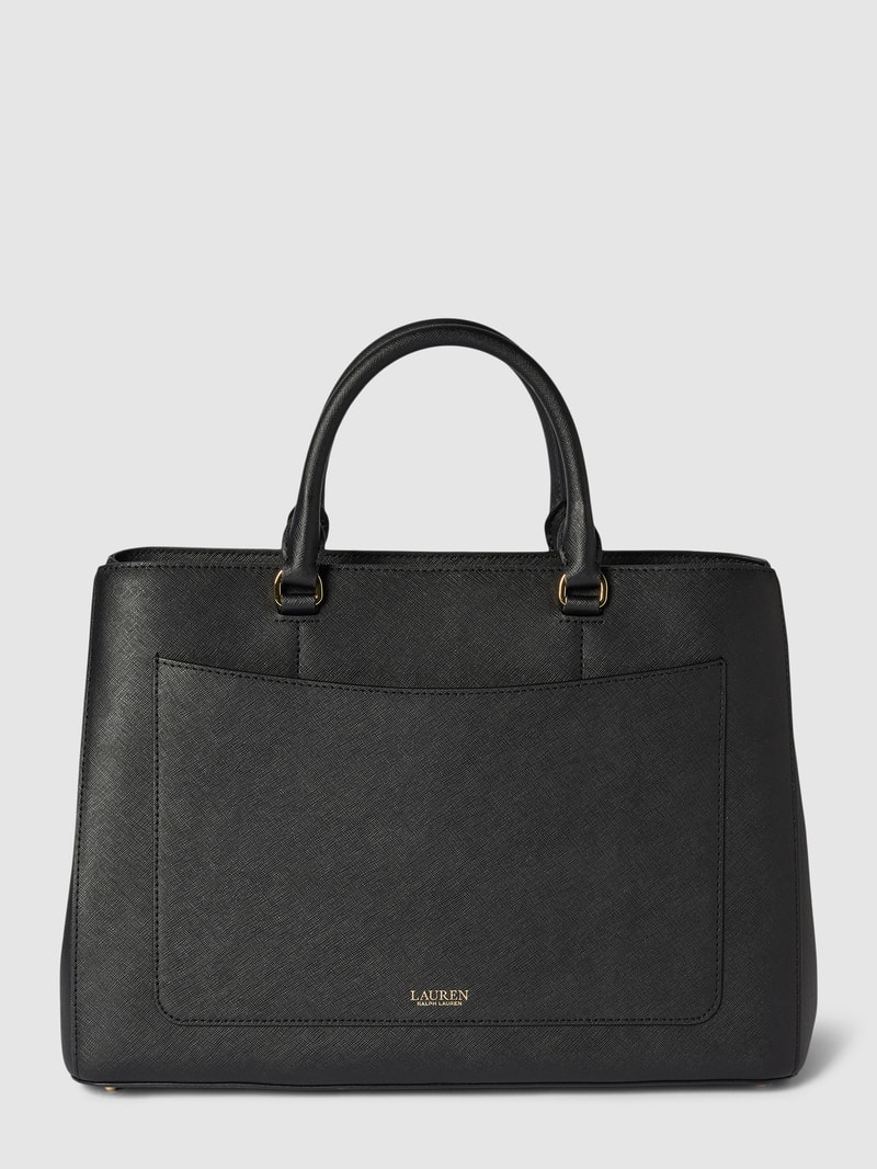 Handtasche aus Rindsleder mit Label-Applikation in schwarz