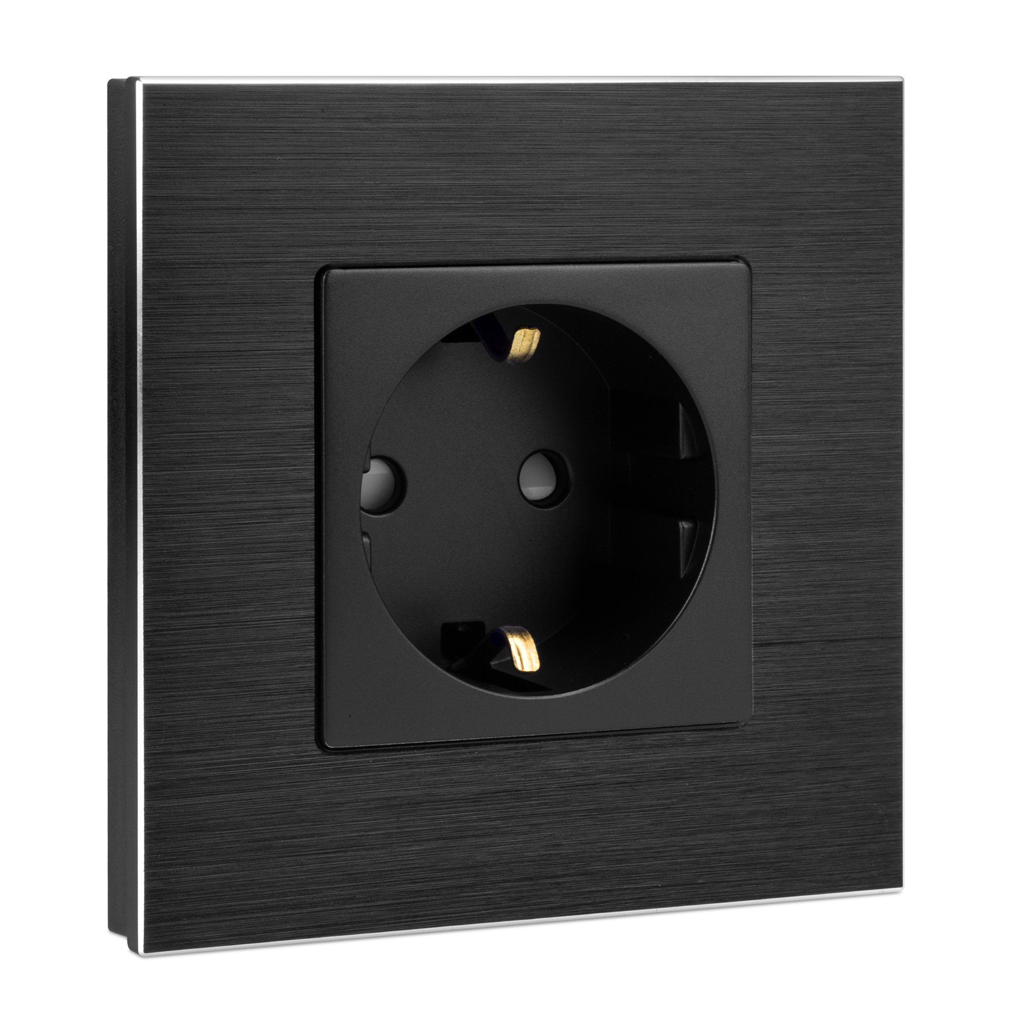Navaris Alu Schuko Steckdose einfach - Design Einbau Wandsteckdose Steckdosenleiste (Kabellänge 8,50 m)