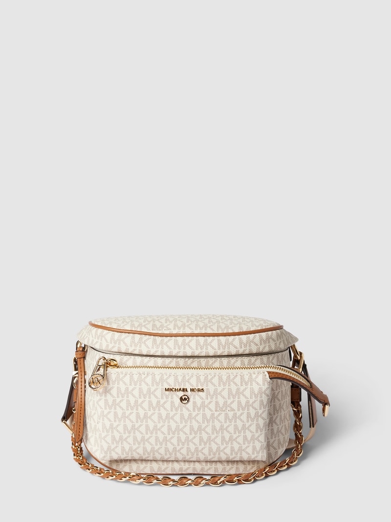 Crossbody Bag mit Label-Applikation Modell 'SLATER' in ecru