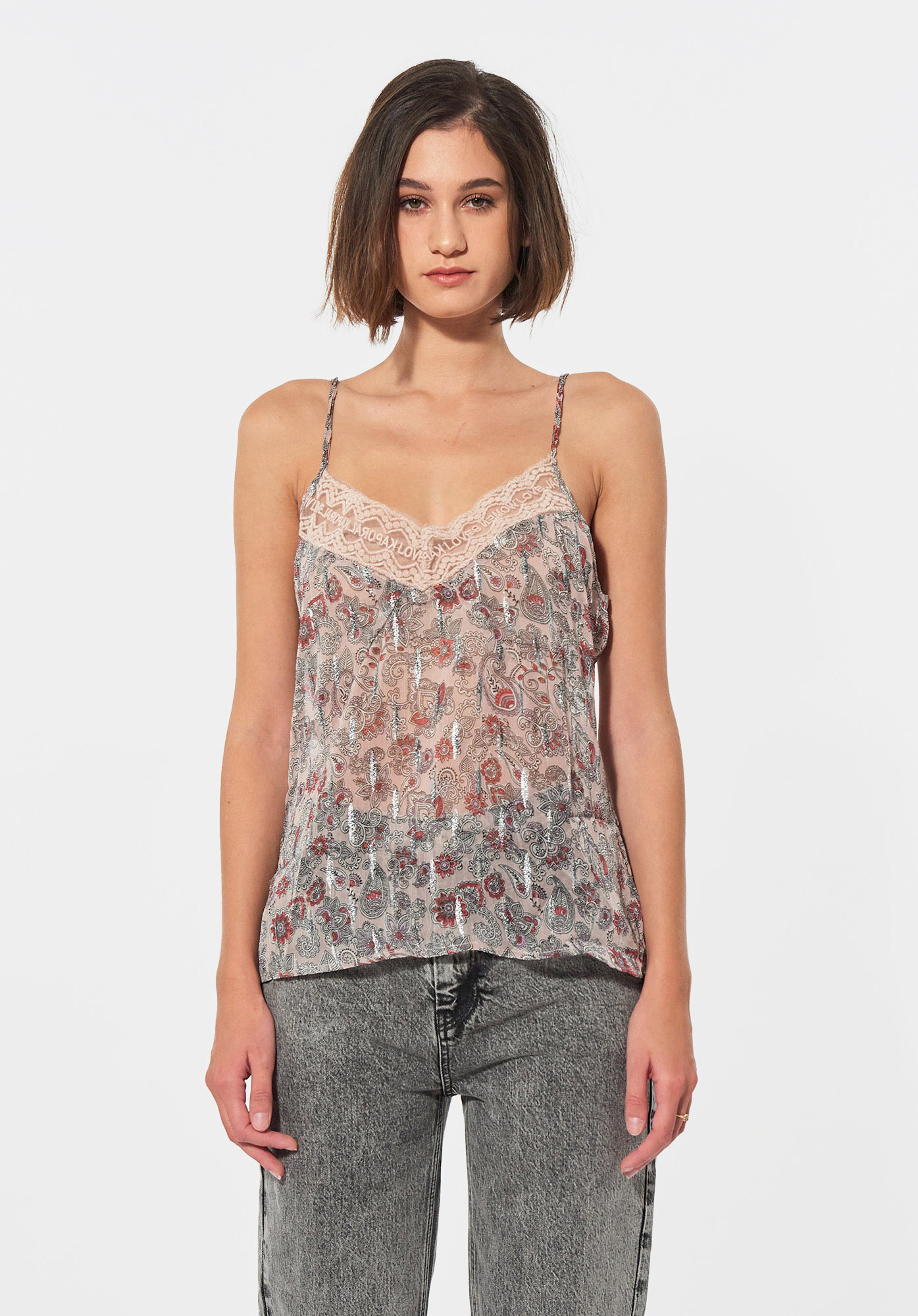 VAMP   Top Femme imprimé fleuri en 100% polyester recyclé