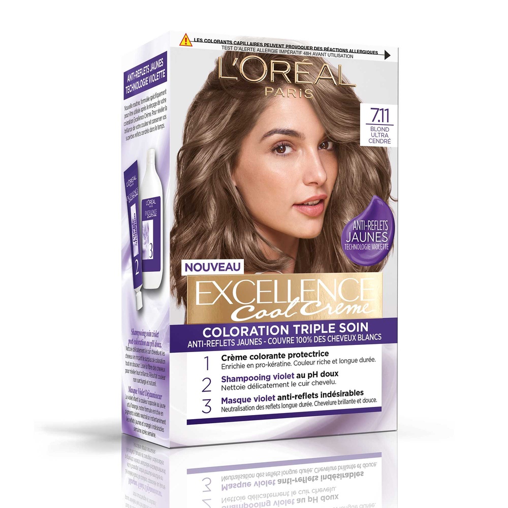 L'Oréal Paris Excellence Cool Crème Coloration permanente cendrée anti-reflets jaunes indésirables