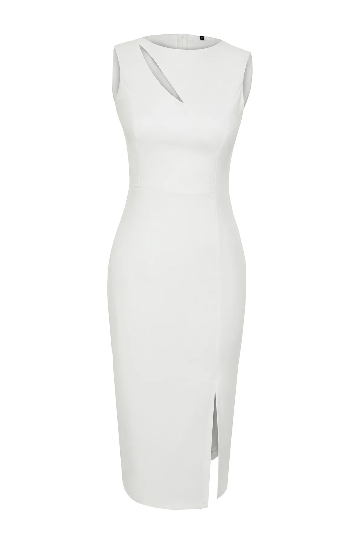Trendyol Collection  Weißes Brautkleid mit Fensterausschnitt und Ausschnitten und detailliertem Webmuster TPRSS24EL00140
