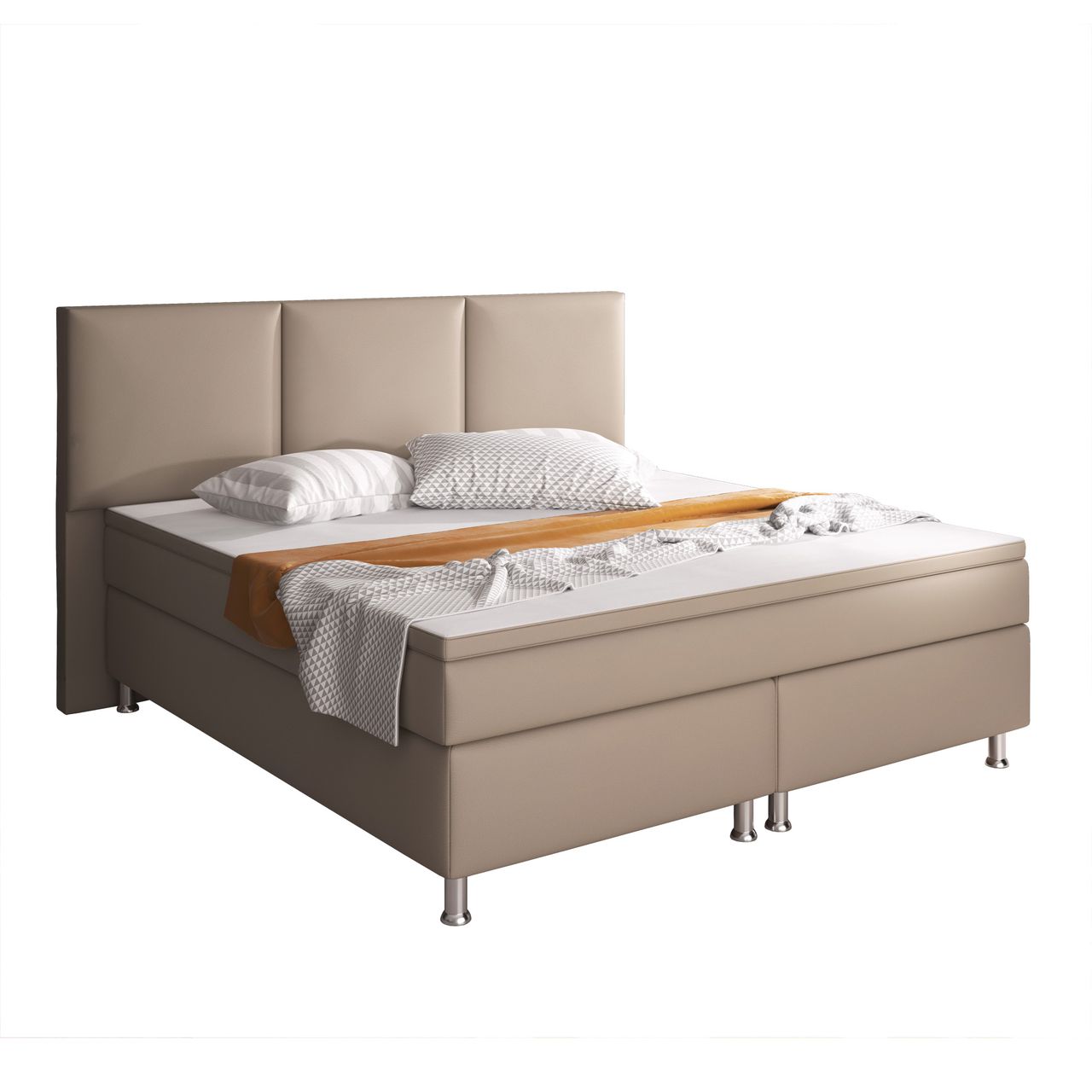 IHG Boxspringbett Oslo 180x200 cm Kunstleder Muddy