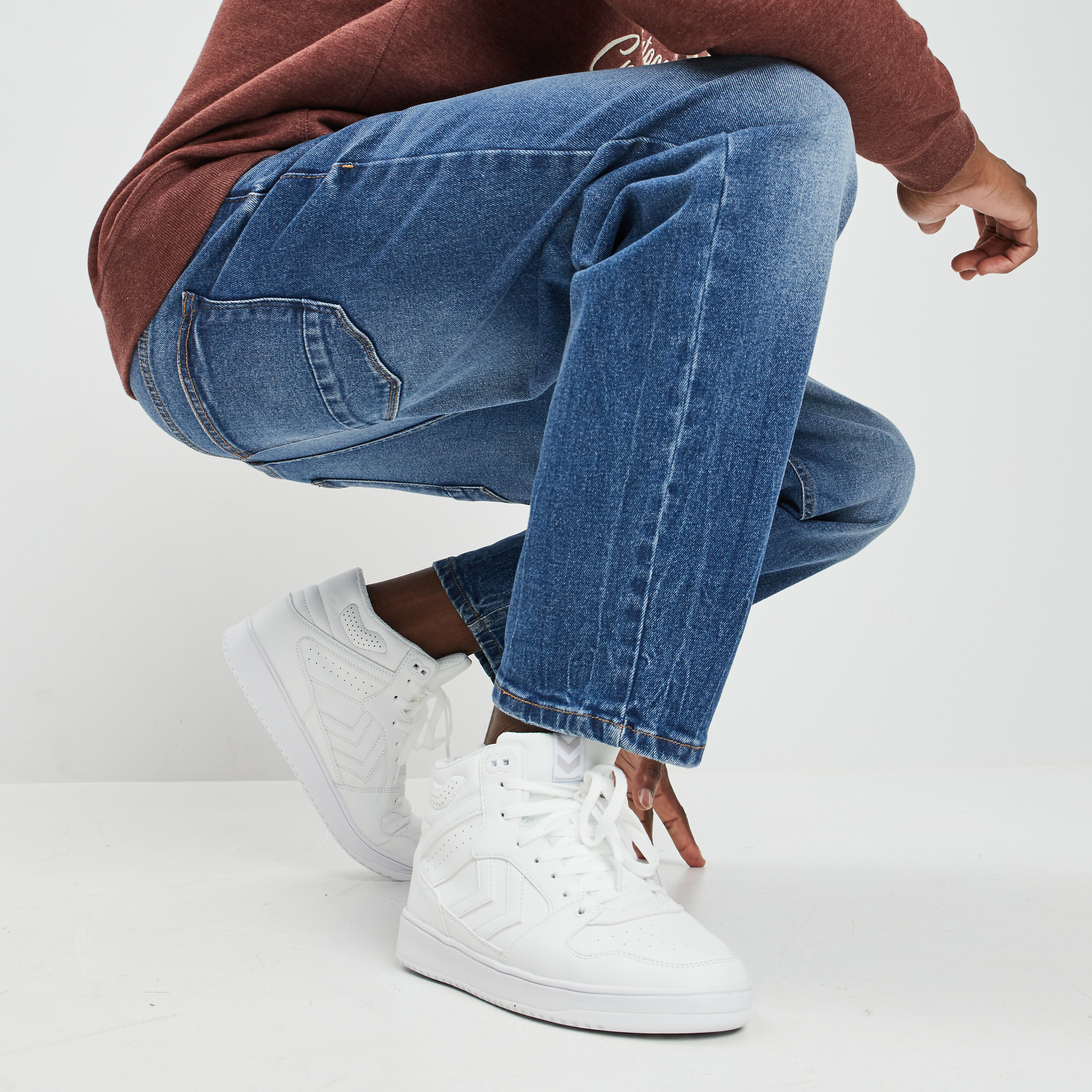 Baskets montantes à lacets blanc homme | La Halle