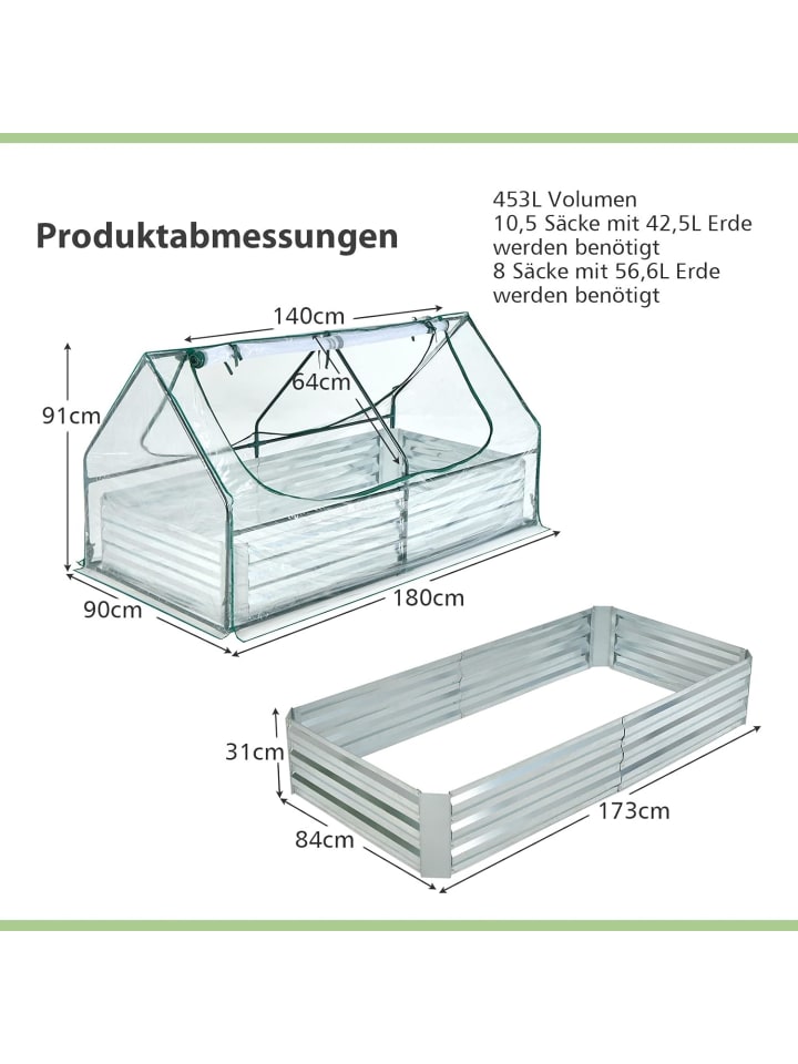 COSTWAY 2 in 1 Hochbeet mit Gewächshaus in Silber günstig kaufen onesize