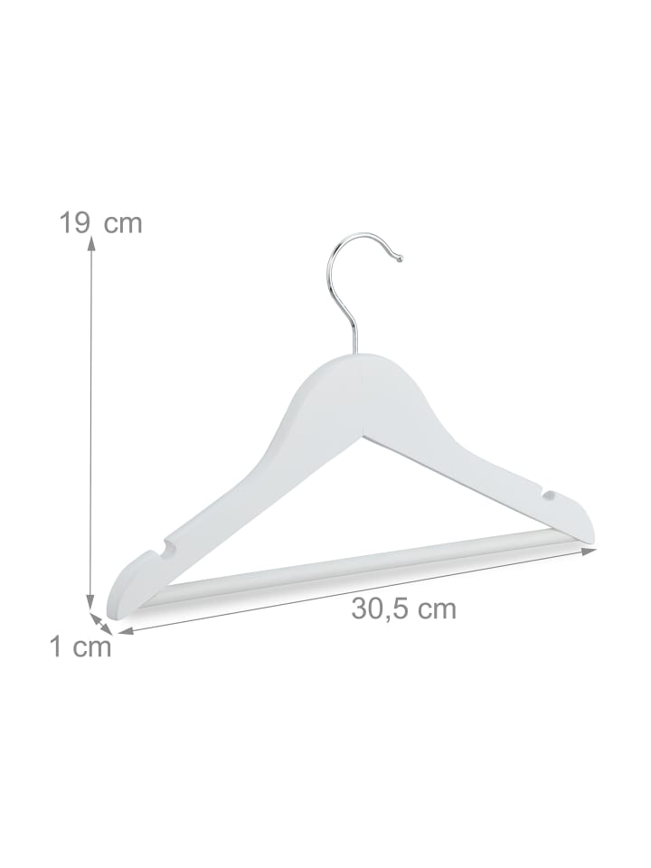 relaxdays 20 x Kinderkleiderbügel in Weiß - (B)30,5 x (H)19 x (T)1 cm günstig kaufen onesize