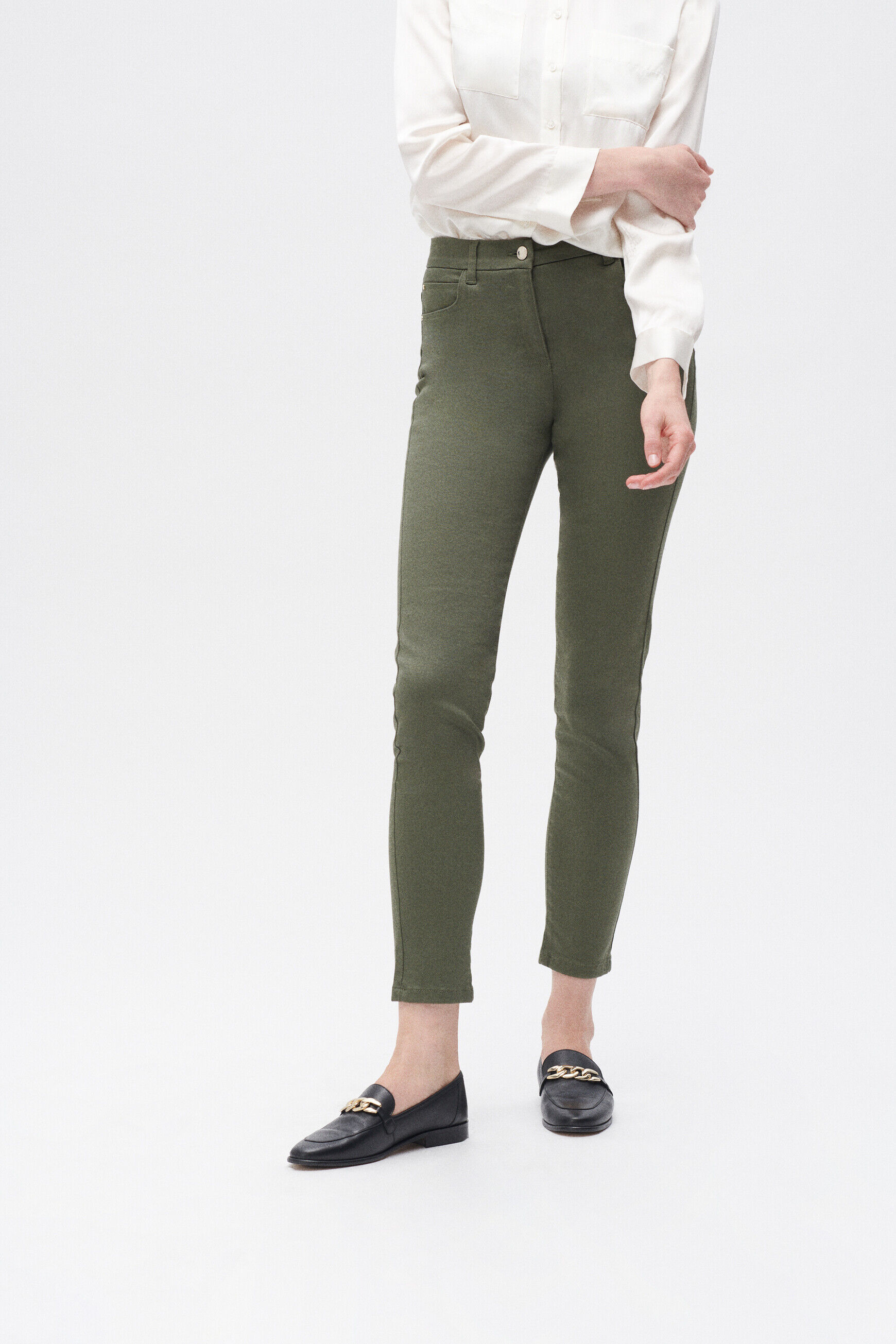 pantalon tony b vert kaki femme