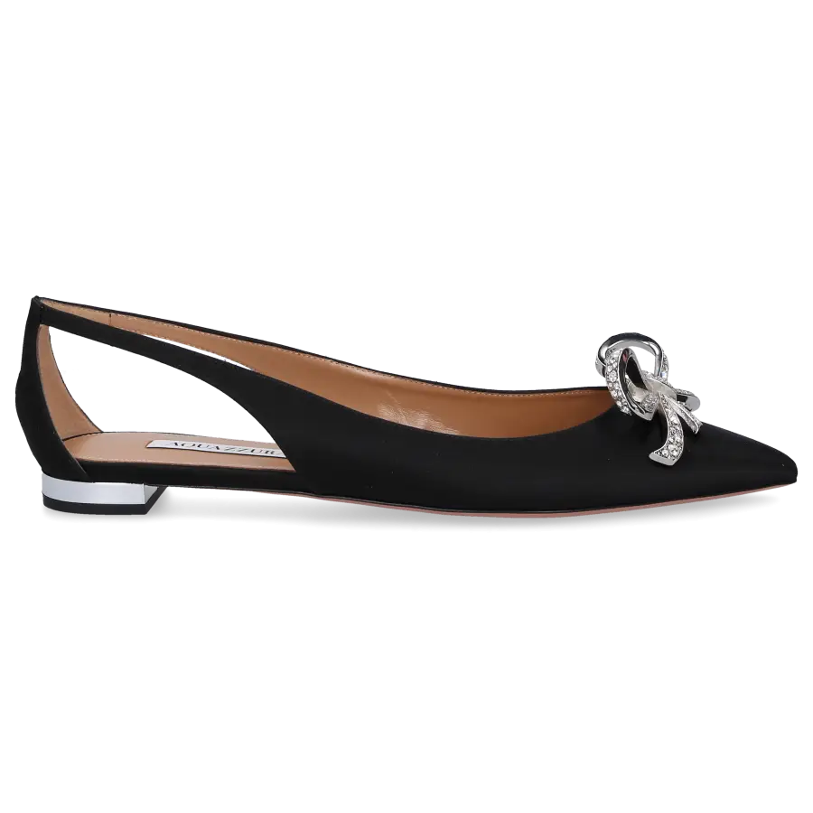 Aquazzura - Brautschuhe BABE FLAT Satin - schwarz