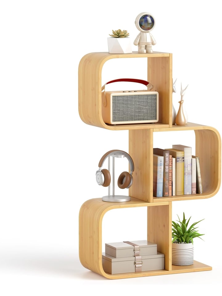 COSTWAY Bücherregal S-förmig 100cm in Hellbraun günstig kaufen onesize