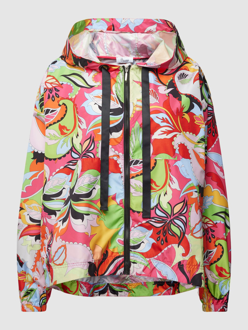 Oversized Jacke mit Allover-Muster in pink