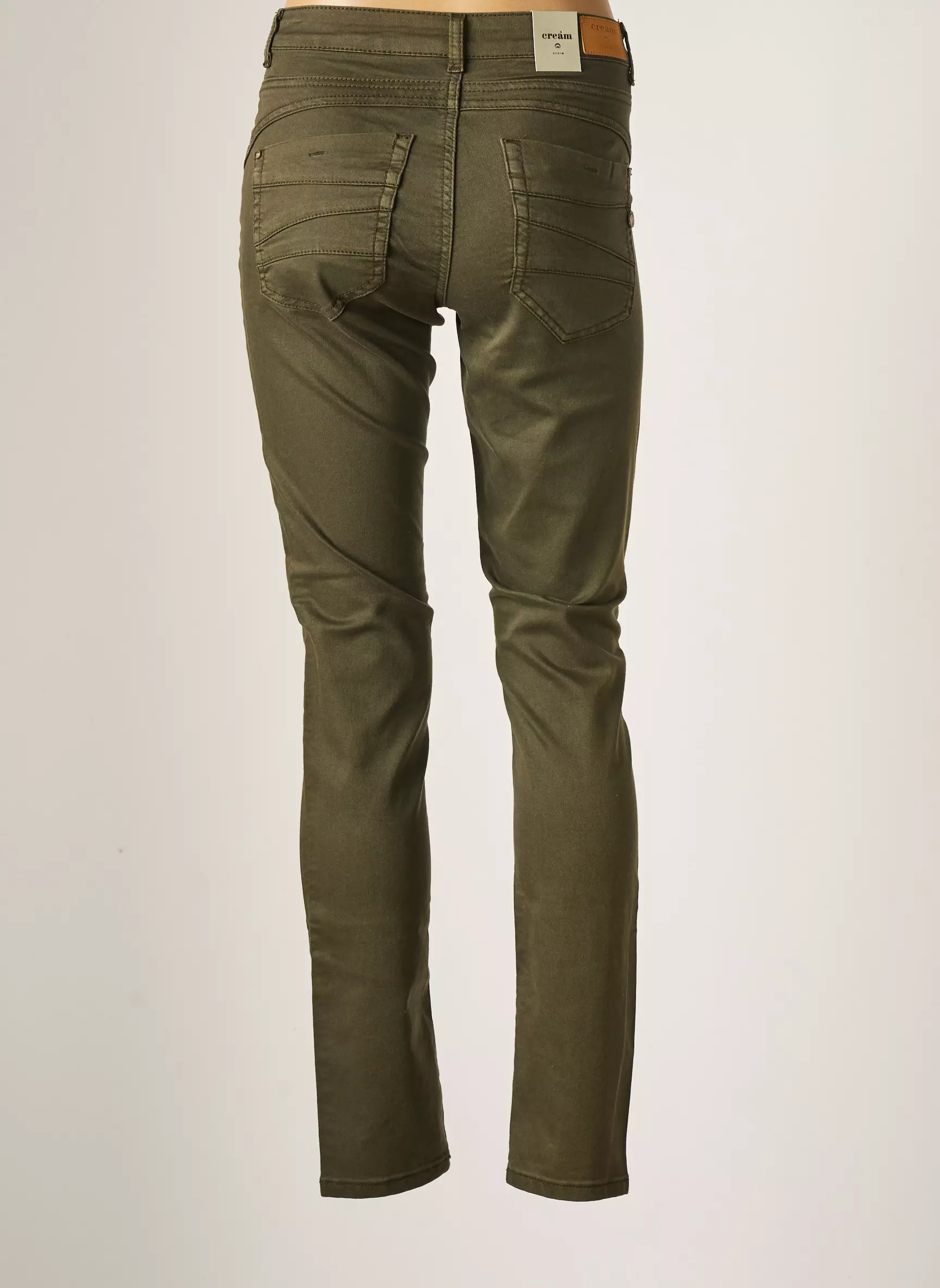 Cream Pantalons Slim Femme couleur vert