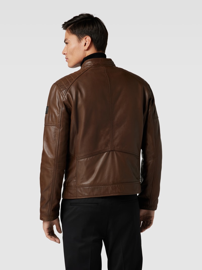 Lederjacke mit Reißverschlusstaschen Modell 'BEXLEY' in dunkelbraun