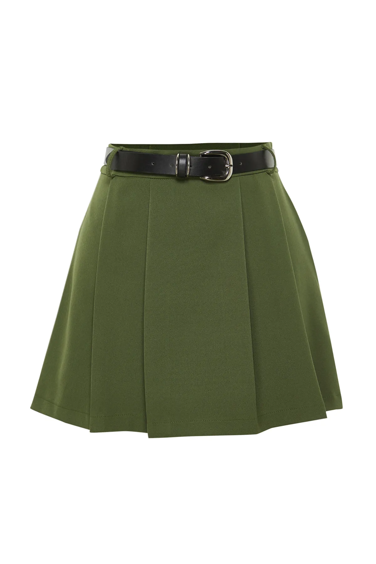 Trendyol Collection  Khakifarbene gewebte Shorts mit Gürtel TWOSS24SR00050