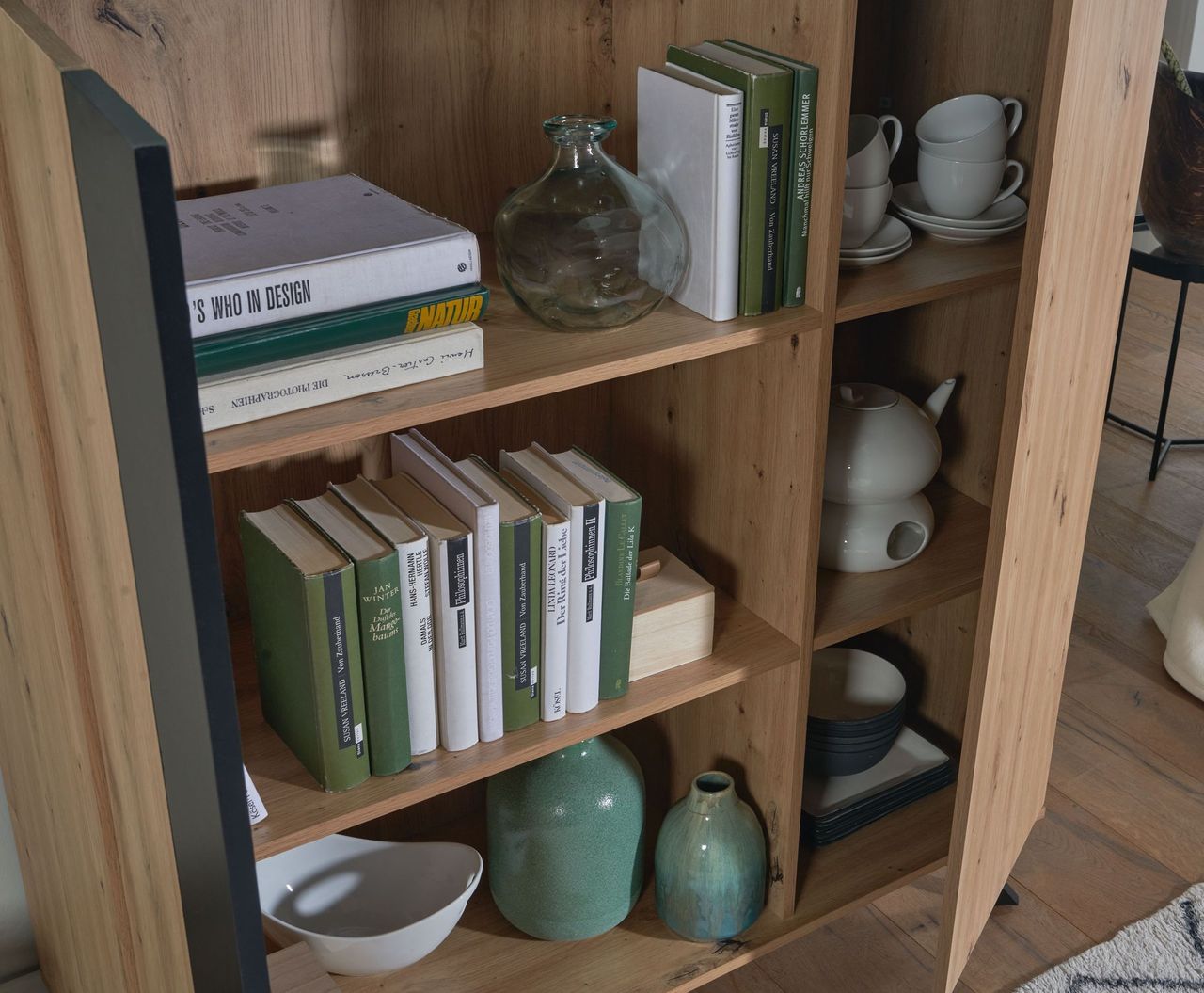 Skyport WOHNLING Highboard 110x125x40 cm MDF Sideboard Eiche Dekor Kommode Anrichte