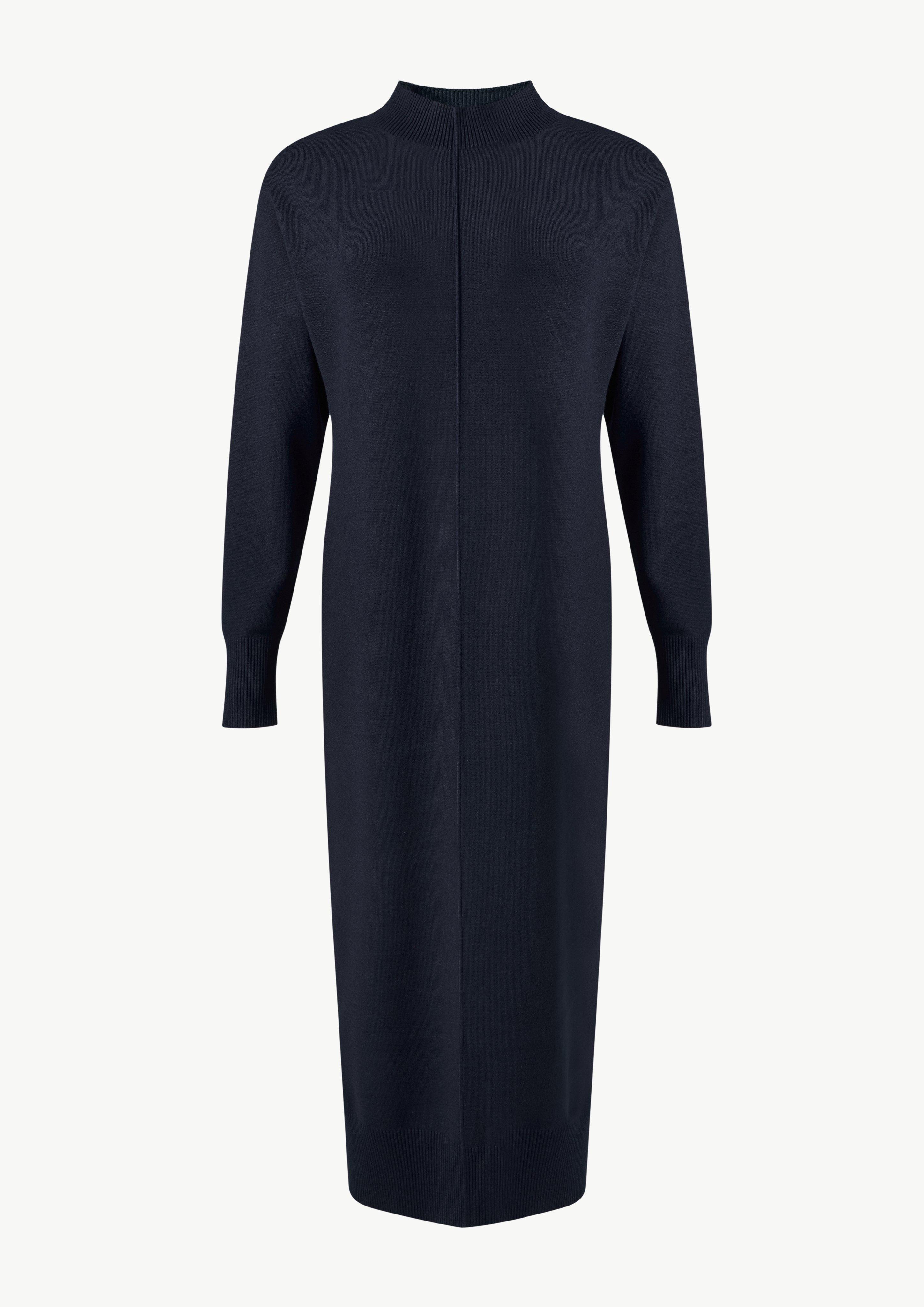 Feinstrickkleid aus Viskosemix mit Ripp-Bündchen - tiefblau