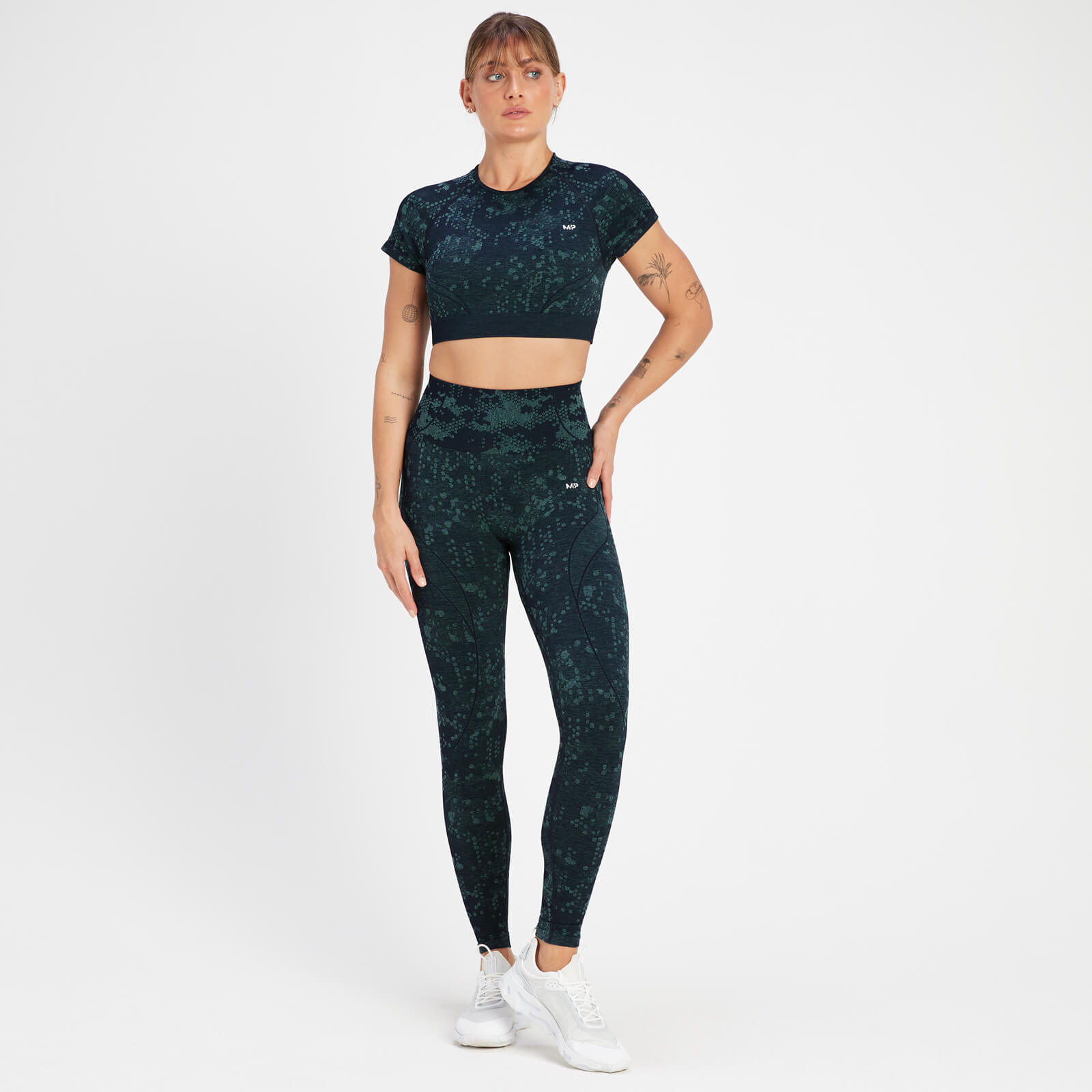 Crop top à motif sans coutures MP Adapt pour femmes – Bleu marine foncé