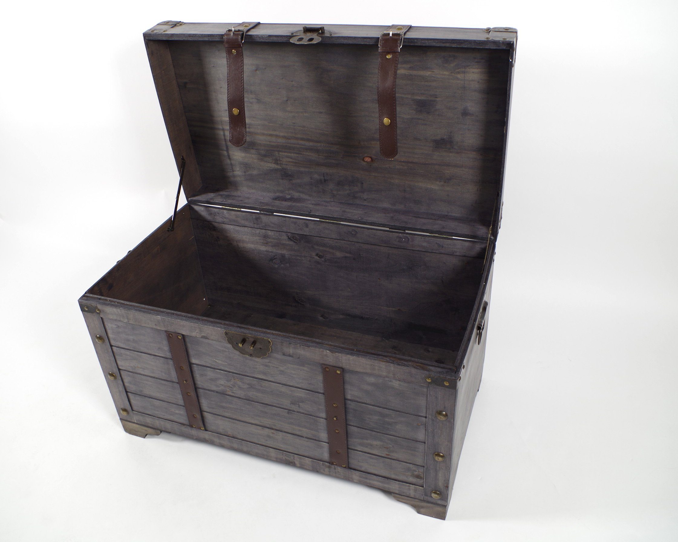 Kobolo Truhe Kiste KUBA aus Holz grau 80x45x50 cm