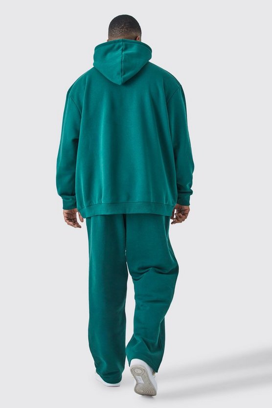 Plus Oversize Trainingsanzug mit Kapuze und Print