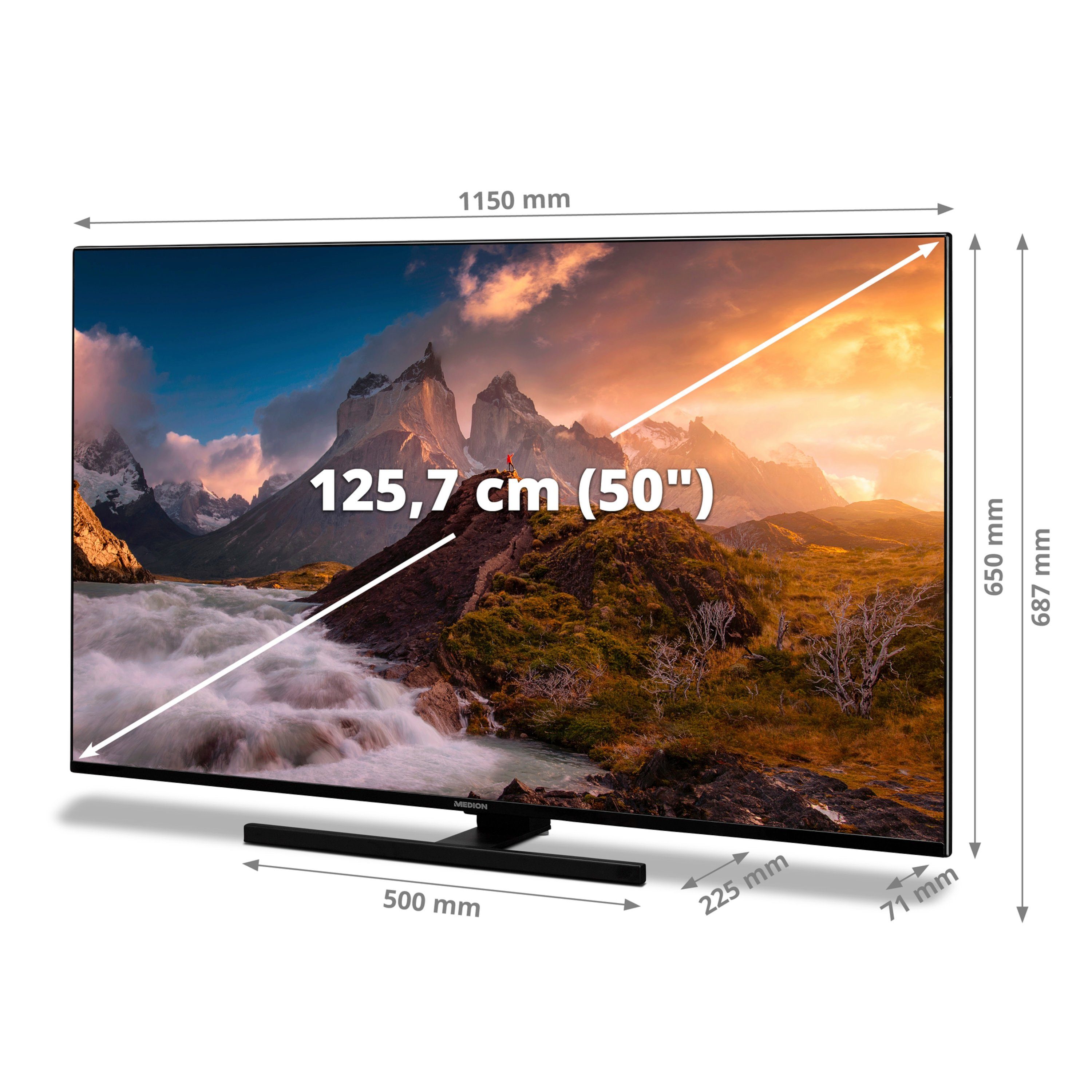 Medion® MD30606 LCD-LED Fernseher (125.7 cm/49.5 Zoll, 4K Ultra HD, Smart-TV, 60Hz, MD30606)