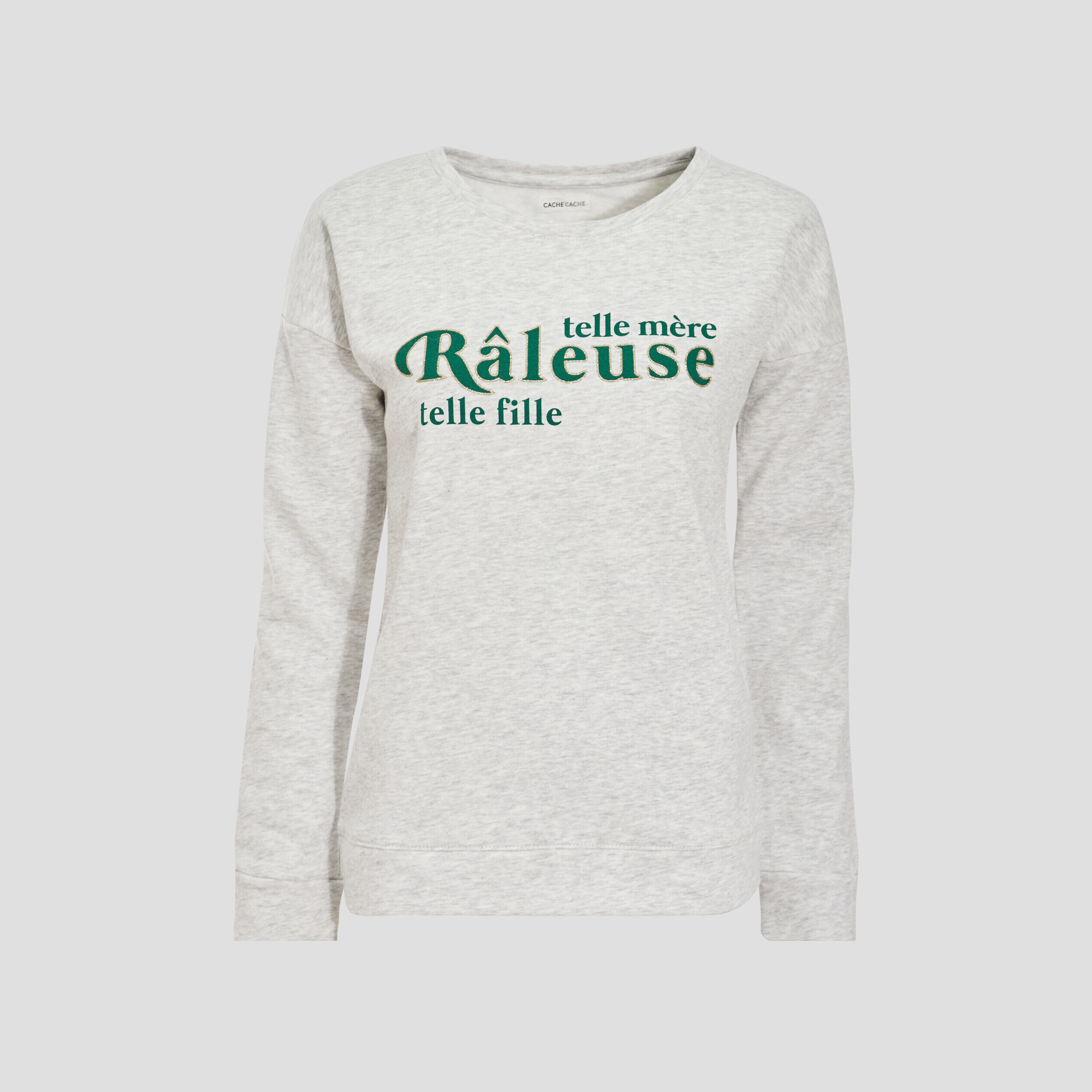 Sweat à manches longues gris clair femme | Cache Cache