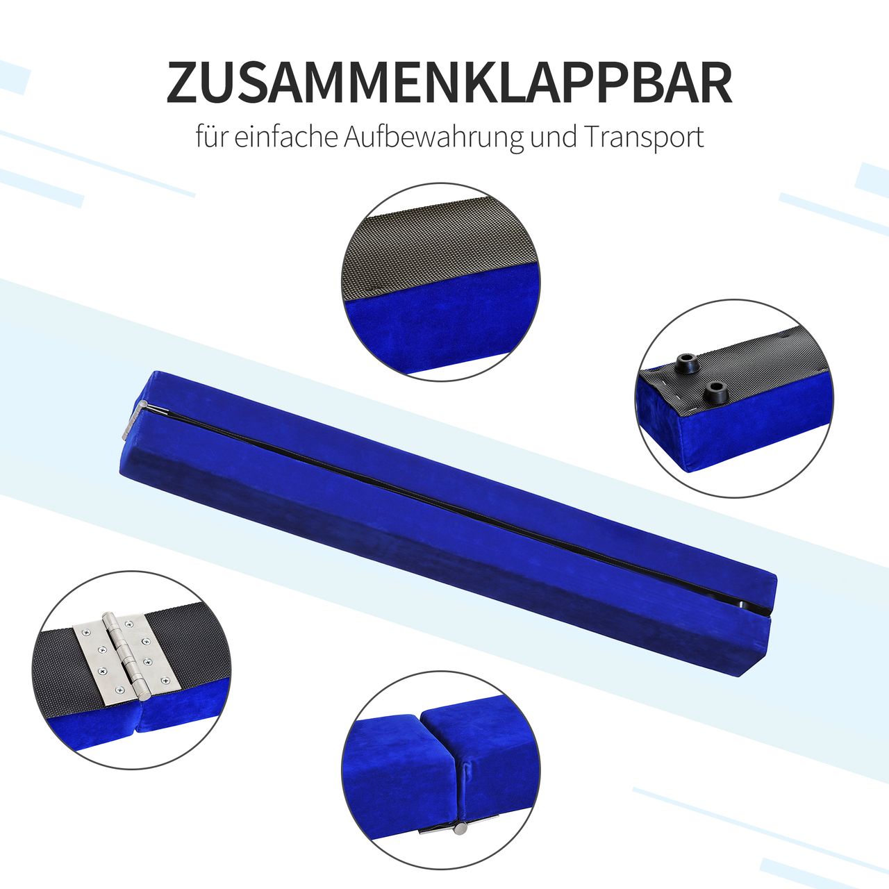 HOMCOM 210 cm Schwebebalken Turnbalken Indoor Outdoor Balance Beam Klappbarer Turnbalken Balance Balken Balancierbalken bis 120 kg Blau