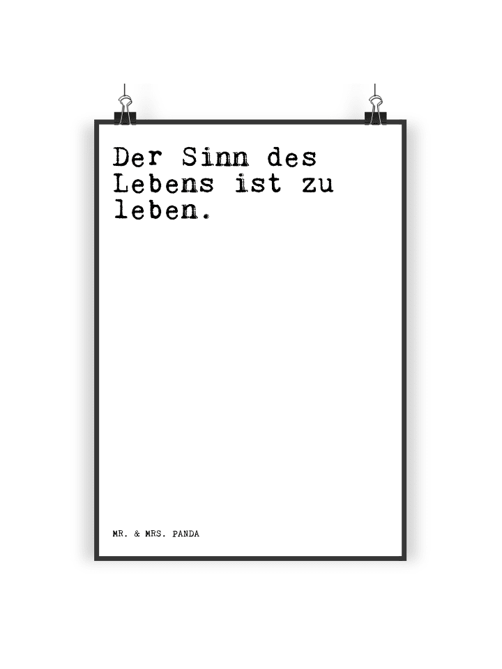Mr. & Mrs. Panda Poster Der Sinn des Lebens... mit Spruch in Weiß günstig kaufen