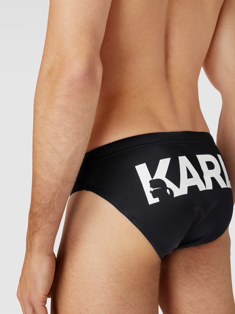 Badehose mit Label-Print in schwarz