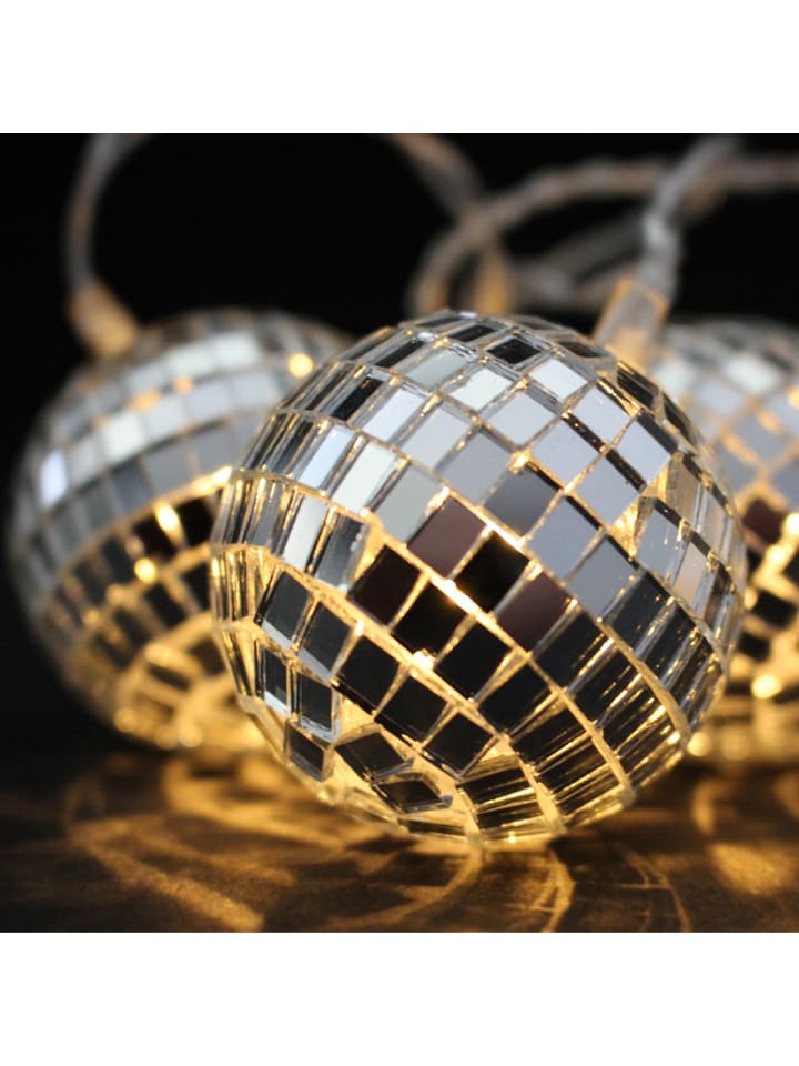 SATISFIRE LED Lichterkette Diskokugel 10 kleine Spiegelkugeln L: 1,35m in silber günstig kaufen onesize