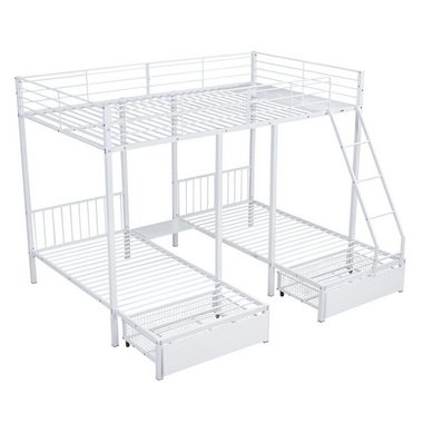 DEEP POWER Metallbett Etagenbett mit Schubladen Metallbett Doppelbett Einzelbett 140X200cm