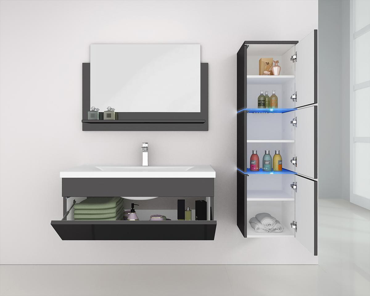 Home Deluxe Badmöbel WANGEROOGE L - Schwarz