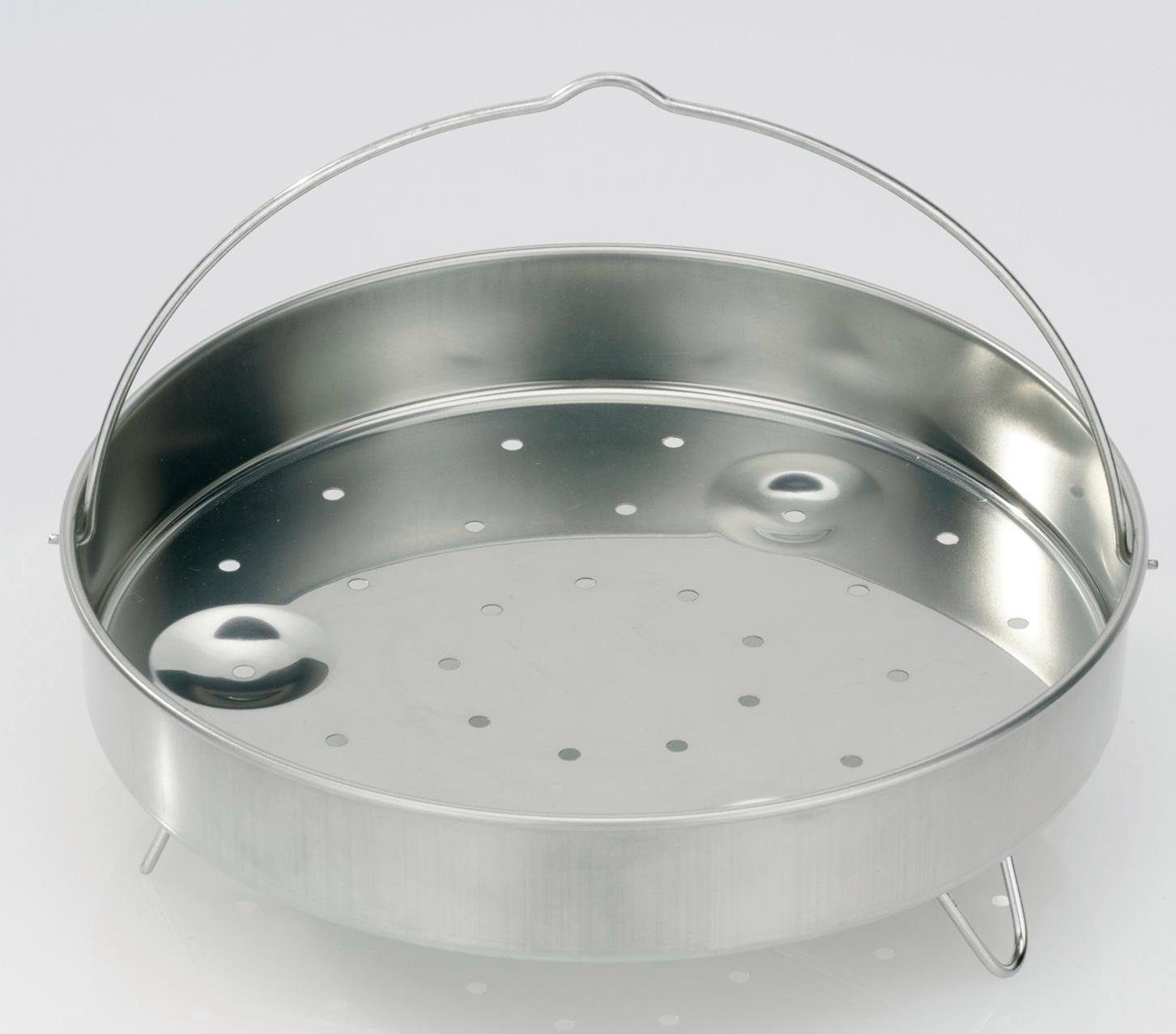 GSW Schnellkochtopf System Plus, Edelstahl 18/8 (1-tlg), Dampfkochtopf, Ersatzdichtungsring und Einsatz, Ø 22cm, 6 L, Induktion