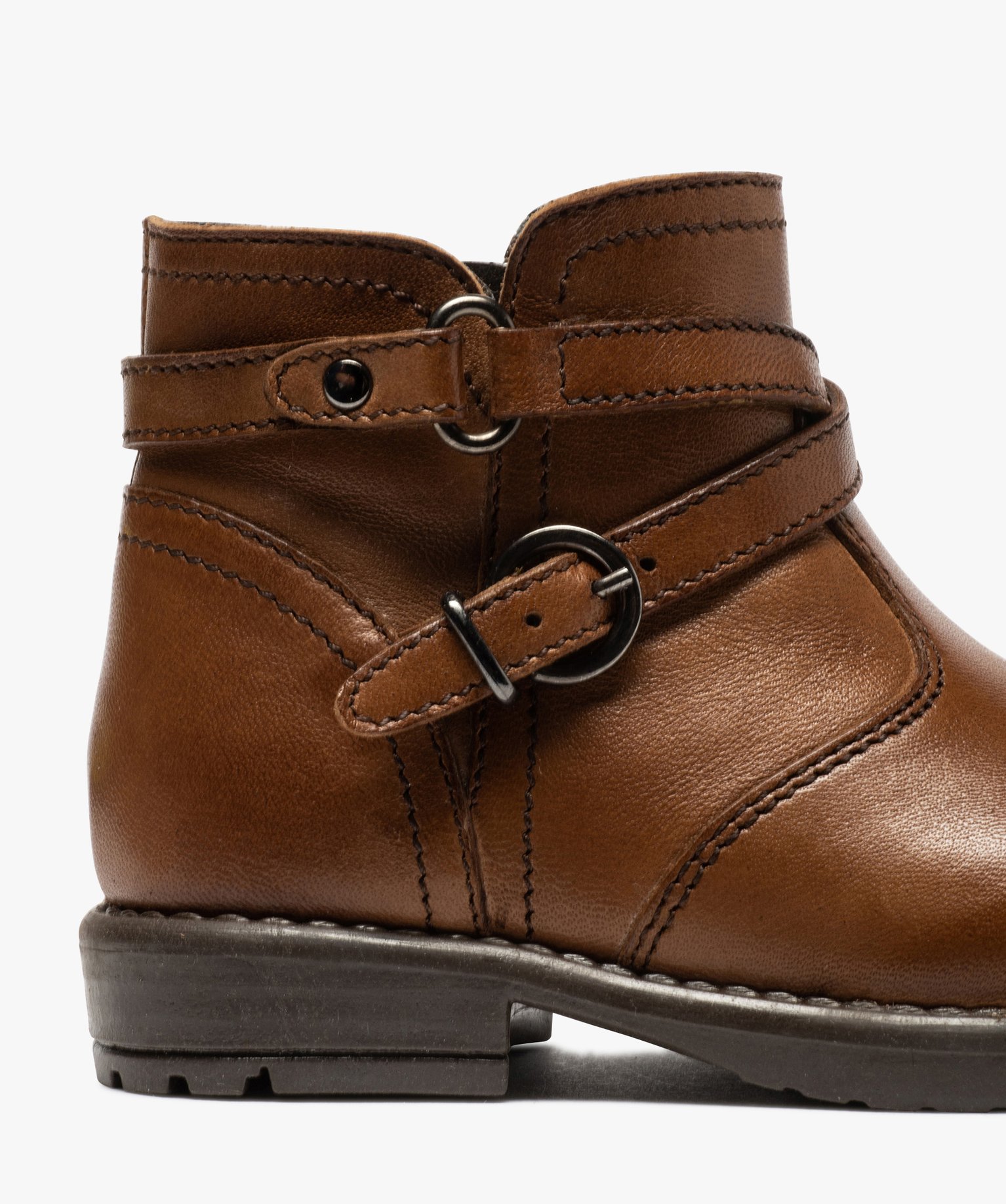 Boots bébé fille en cuir avec bride décorative | GEMO