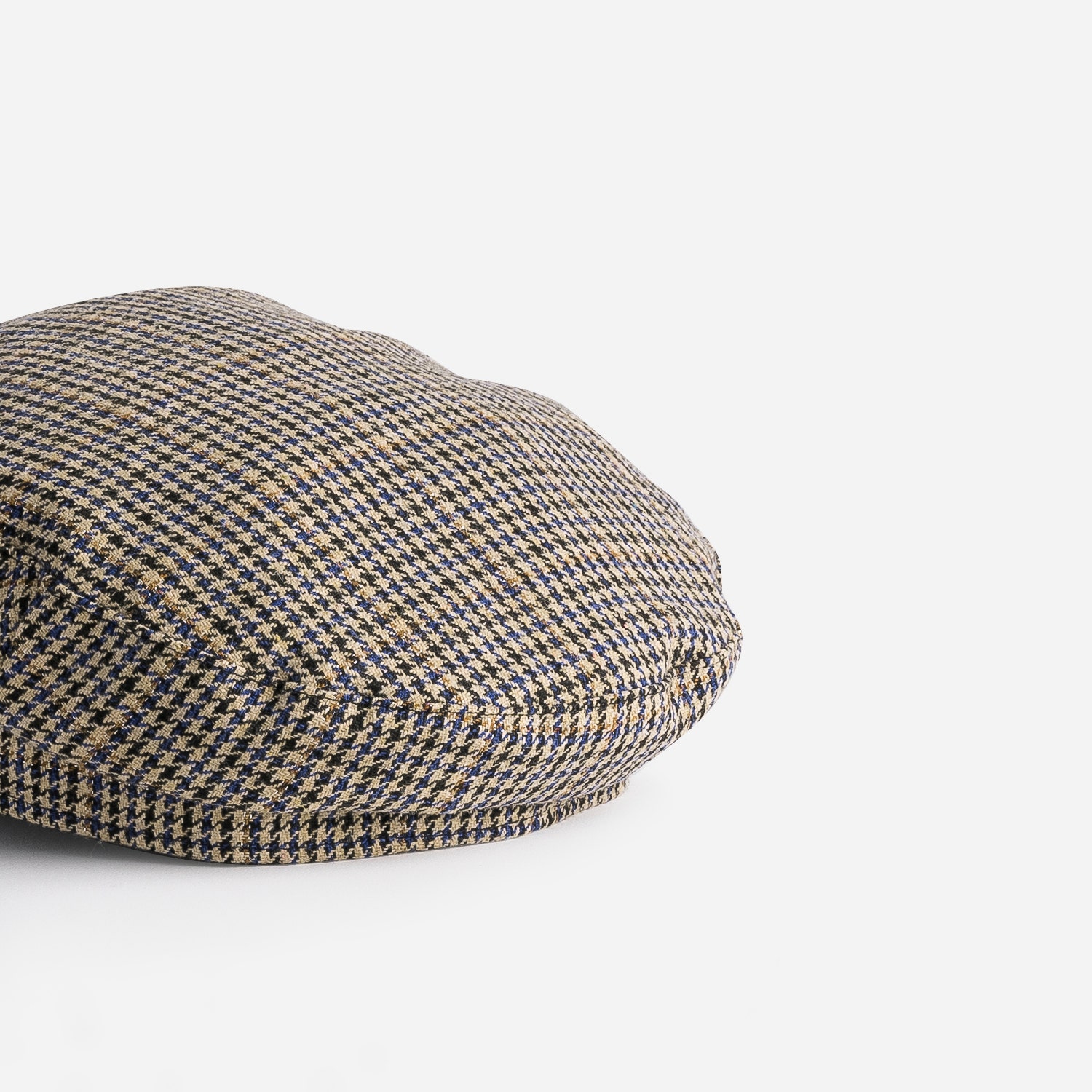 Casquette beige à motif pied-de-poule coloré