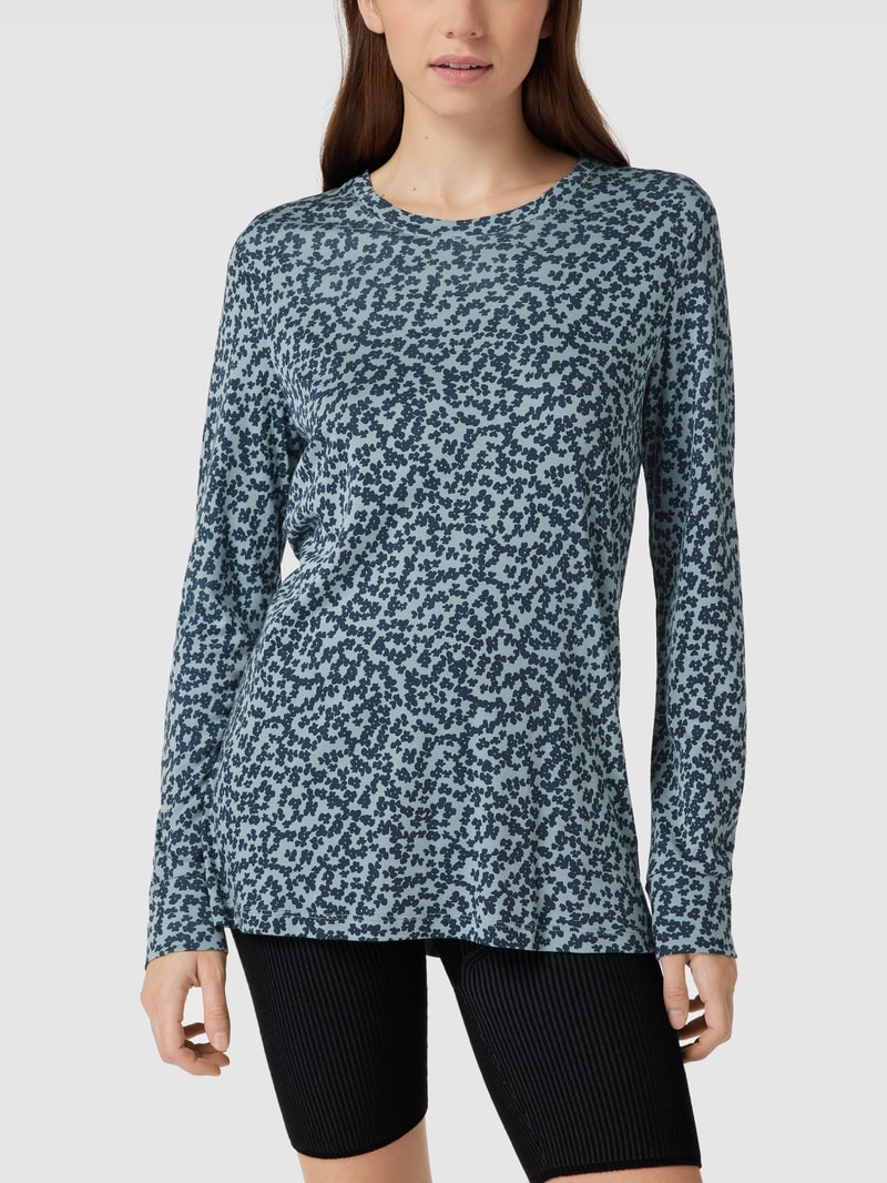 Comfort Fit Pyjama-Oberteil mit Allover-Muster in dunkelblau