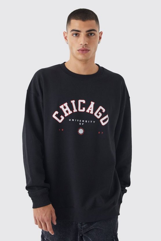 Oversize Sweatshirt mit Chicago-Print