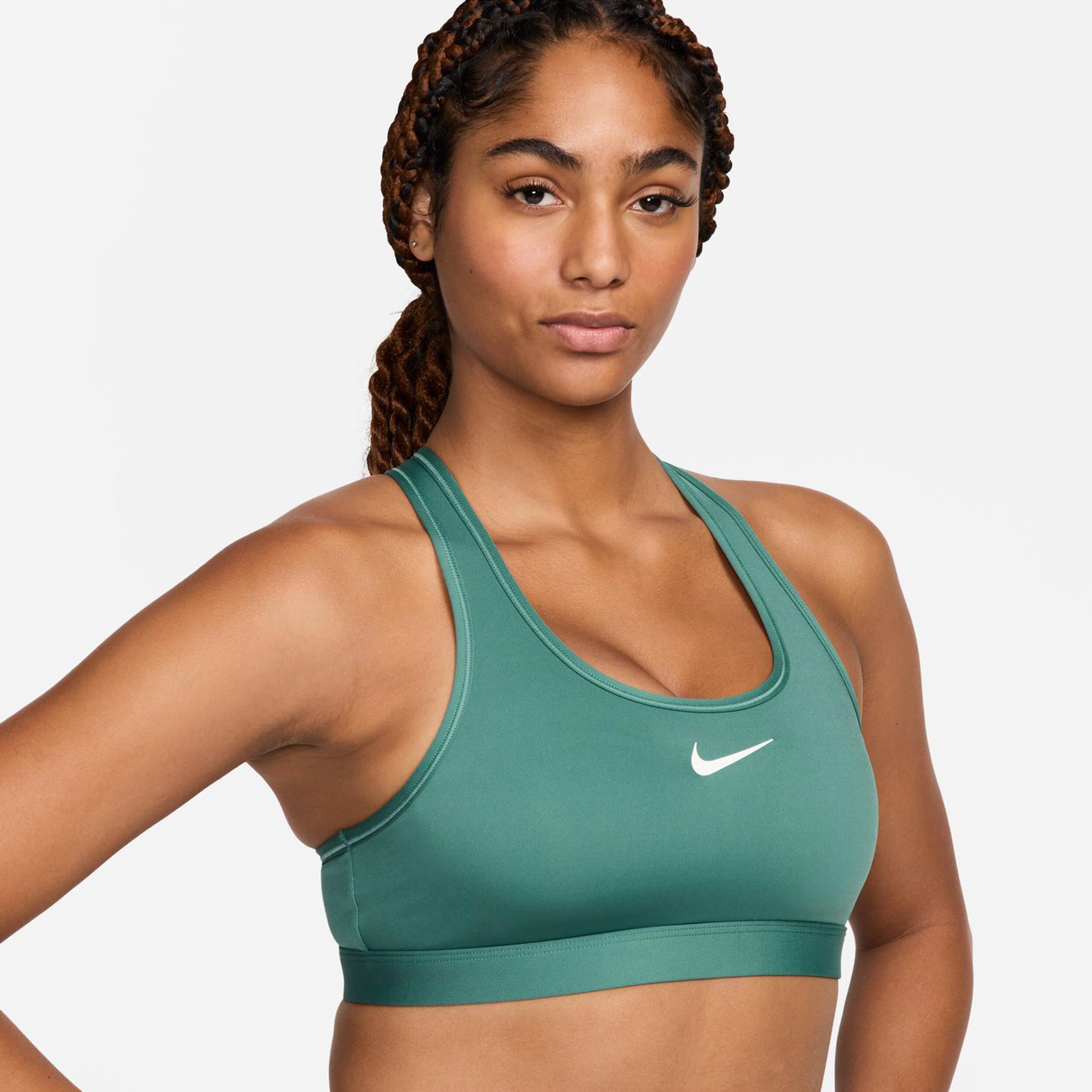 Swoosh Medium Support Sport-BH Damen - Dunkelgrün