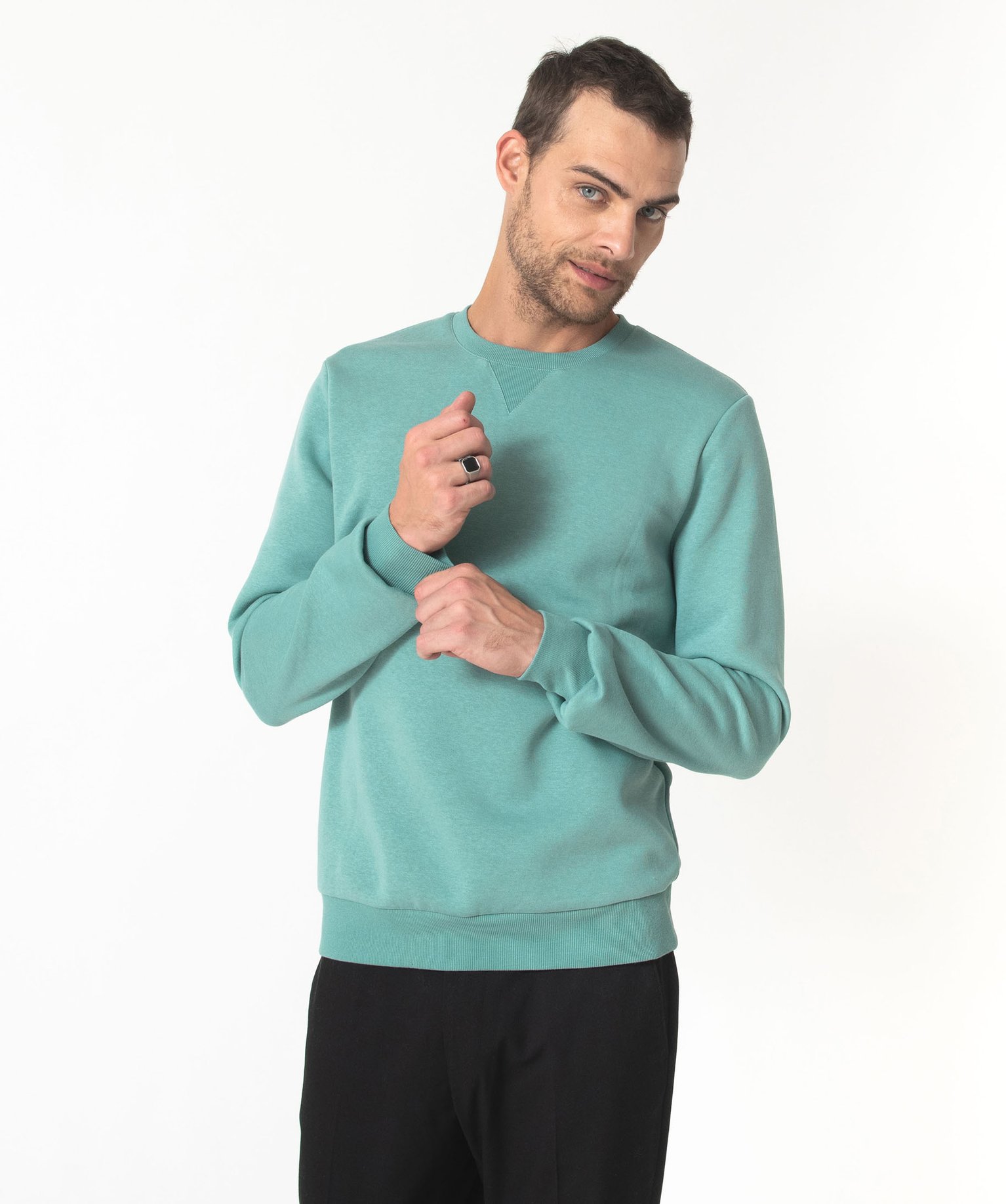 Sweat homme avec intérieur molletonné vert | GEMO