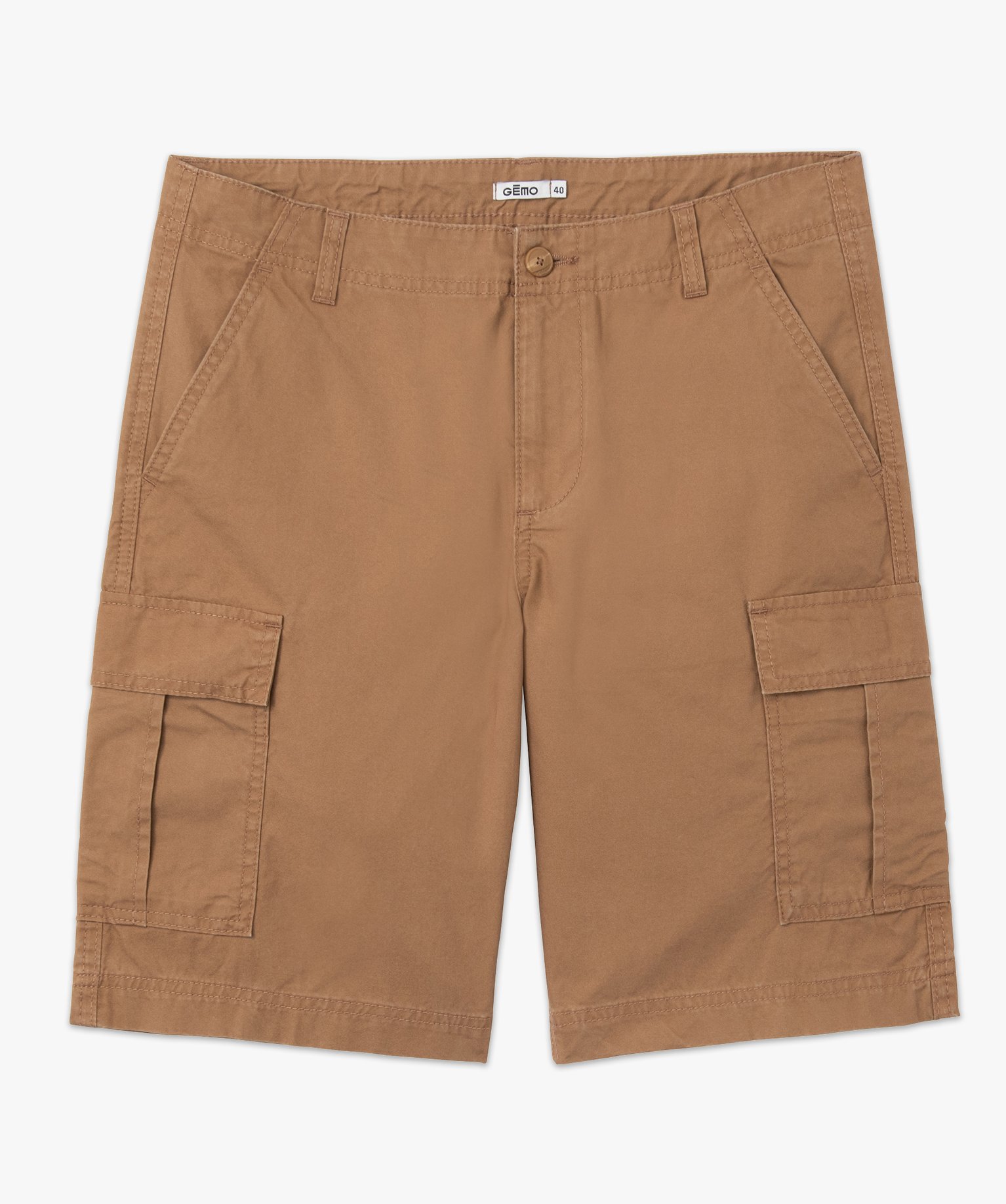 Bermuda homme cargo en toile délavée beige fonce | GEMO