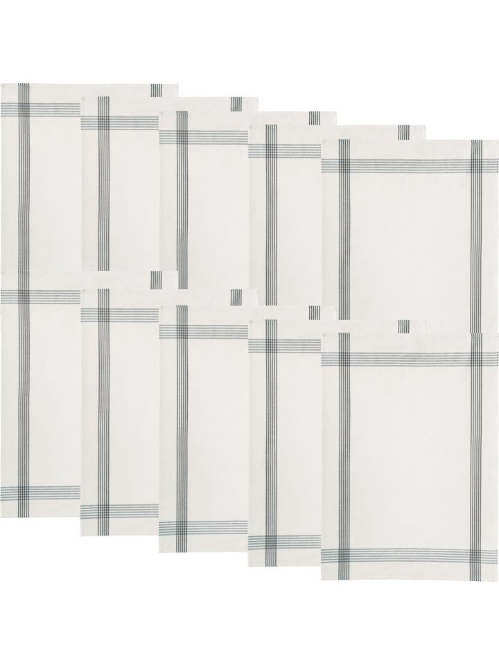 Erwin Müller Jacquard, Halbleinen, Leinen / Halbleinen Geschirrtuch 10er-Pack in grau günstig kaufen 50 x 70 cm
