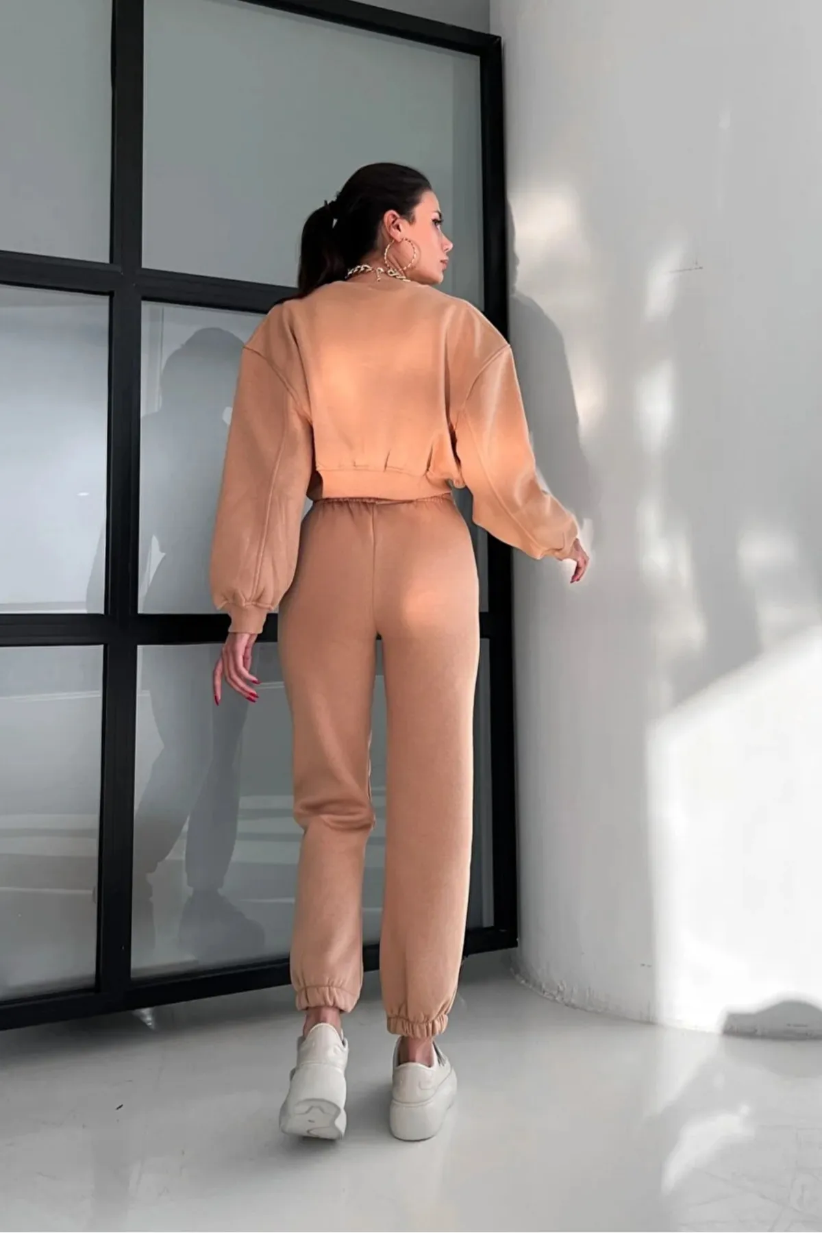 Laluvia  Kamelfarbenes Premium-Trainingsanzug-Set