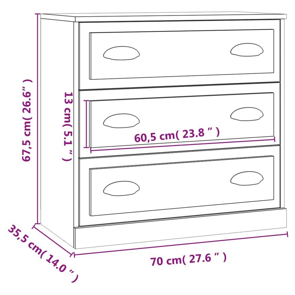 vidaXL Sideboard Sideboard Braun Eichen-Optik 70x35,5x67,5 cm Holzwerkstoff (1 St)