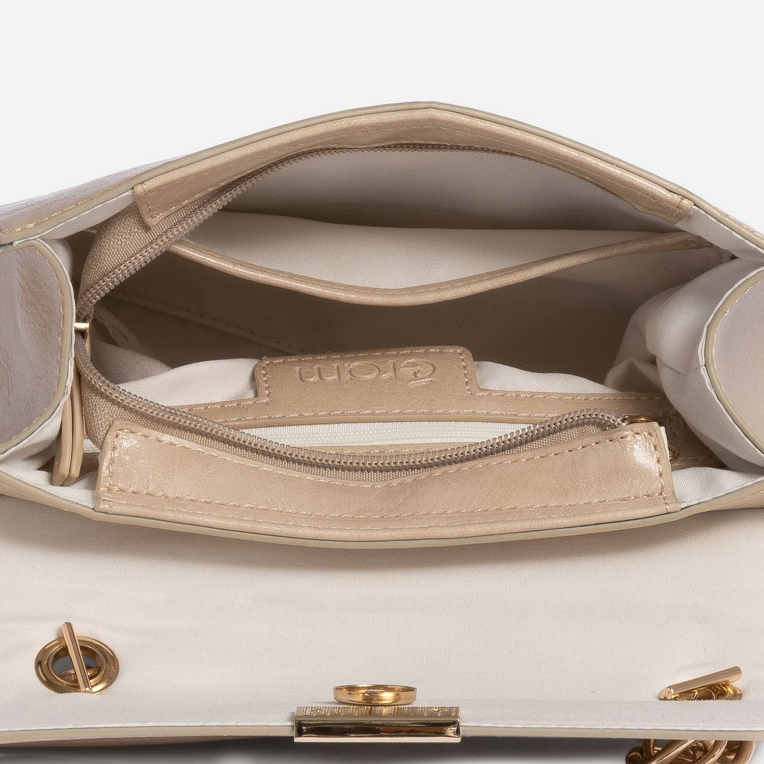 Sac à main beige rosé verni